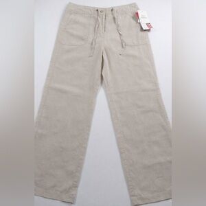 Style & Co. 100% Linen Wide Leg Drawstring Pants Flax Beige Coastal Resort NWT